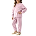 thumbnail image 1 of Cethrio Girls Thermal Sets, Casual 2 Piece Long Sleeve Fleece-lined Kids Pajama Sets Purple Size 5-6 T, 1 of 7