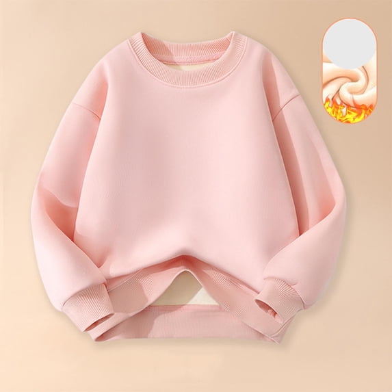 Cethrio Girls Thermal Sweatshirts, Pullover Long Sleeve Crew Neck Cotton Fall Winter Tops Pink Size 10-12