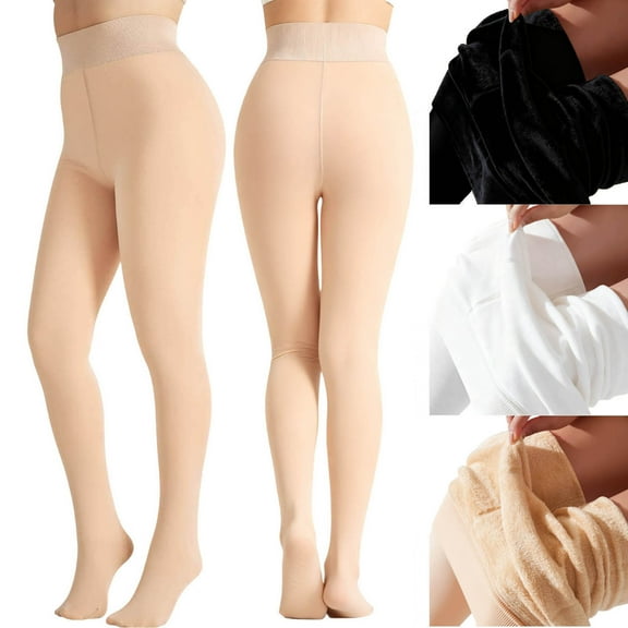 Cethrio Girls Thermal Tights, Dancewear  Elastic Waist Winter Stretch Fleece Lined Leggings Beige Size 1-14T