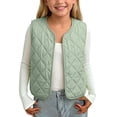thumbnail image 1 of Cethrio Girls Thermal Vests, Sleeveless Warm Front Button Lightweight Winter Outerwear Green Size 11-12T, 1 of 5