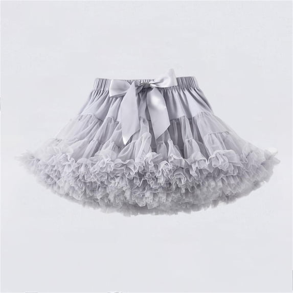 Cethrio Girls Tutu Skirts, Dancing Summer Elastic Waist Casual Mini Skirts Gray Size 8-10 T