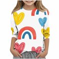thumbnail image 1 of Cethrio Girls Valentine's Day Tops, Casual Crew Neck Printed 3/4 Sleeve Girls T-Shirts Yellow Size 5T, 1 of 4