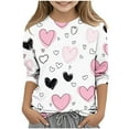 thumbnail image 1 of Cethrio Girls Valentine's Day Tops, Soft Casual 3/4 Sleeve Crew Neck Girls T-Shirts White Size 10-12, 1 of 4