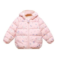 Cethrio Girls Winter Coats, Full Zip Hooded Warm Windproof Puffer Jacket Pink Size 5-6 T