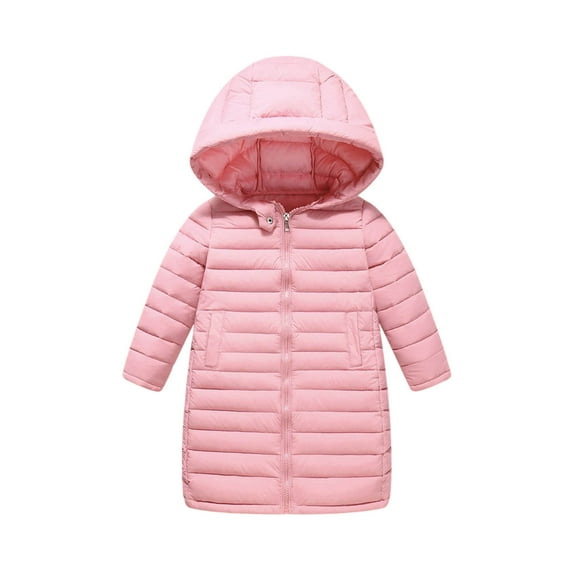 Cethrio Girls Winter Coats, Mid-length Thermal Zip up Windbreaker Puffer Jackets Pink Size 10-12