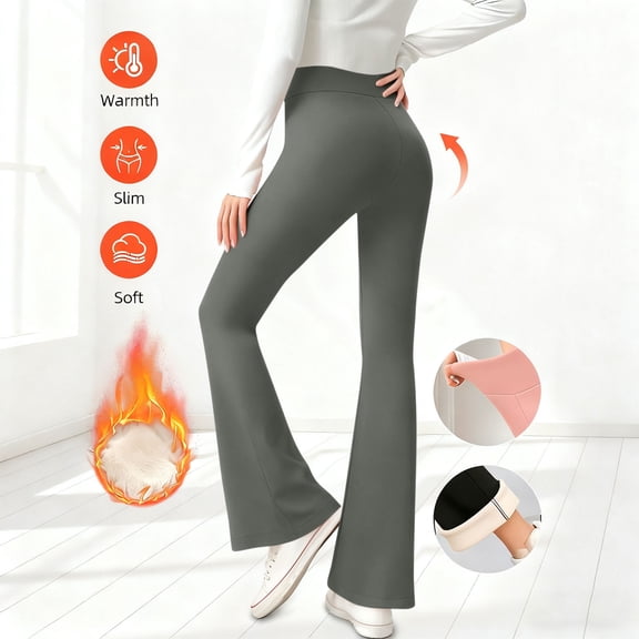 Cethrio Girls Winter Leggings, Casual Thermal Stretch Elastic Waist Flare Pants Dark Gray Size 6