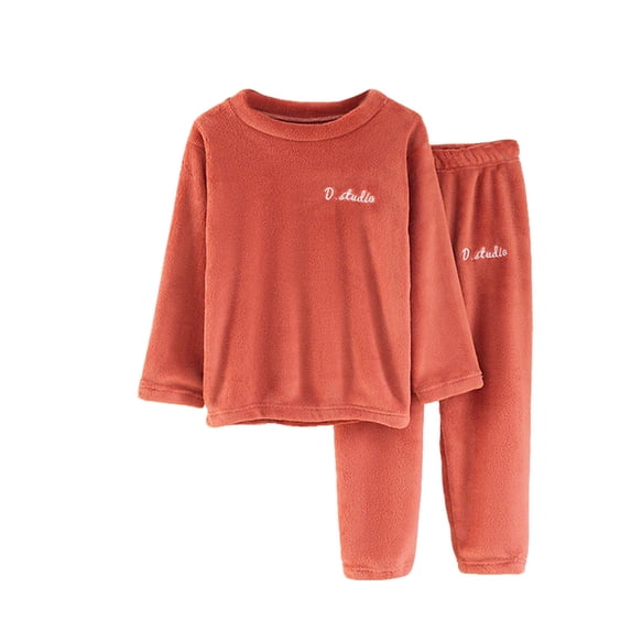 Cethrio Girls Winter Pajama Sets, Flannel Long Sleeve Thermal 2 Piece Girls Sleepwear Red Size 9-10T