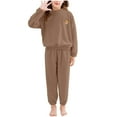thumbnail image 1 of Cethrio Girls Winter Pajama Sets, Fleece Long Sleeve Thermal 2 Piece Girls Sleepwear Coffee Size 2-3 T, 1 of 5