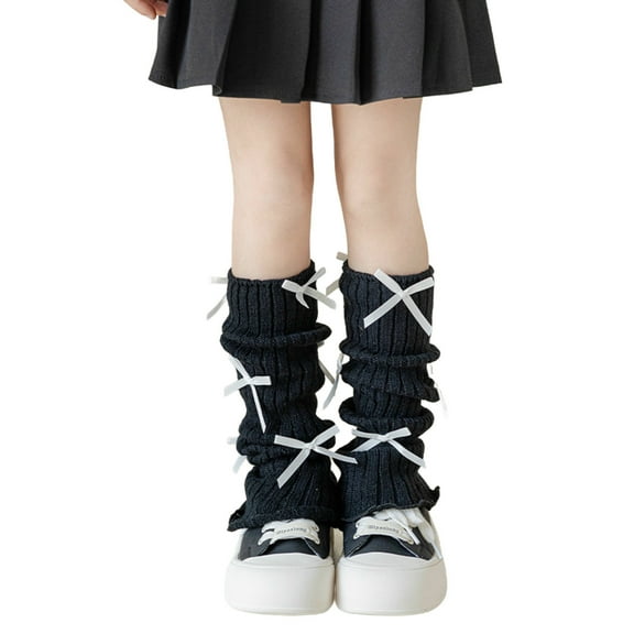 Cethrio Girls Winter Socks, Thermal Knitted Gifts Stretch Knee-High Socks Dark Blue Size 3-15T