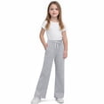 thumbnail image 1 of Cethrio Girls Winter Sweatpants, Straight Leg Thermal Open Bottom Drawstring Athletic Pants Gray Size 8, 1 of 3