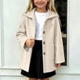 thumbnail image 1 of Cethrio Girls Wool Blend Peacoats Size 14-15 Years, Fashion Single‑Breasted Mid-length Warm Winter Outerwear with Pockets Beige, 1 of 8