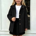 thumbnail image 1 of Cethrio Girls Wool Blend Peacoats Size 4-5 Years, Single‑Breasted Mid-length Warm Fashion Winter Outerwear with Pockets Black, 1 of 8