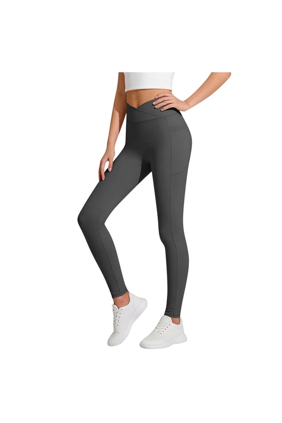 Girls Yoga Leggings, Casual Dancing Stretchy High-waisted Tight Pants Dark Gray Size 10-12