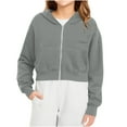 thumbnail image 1 of Cethrio Girls Zip up Hoodies, Casual Solid Color Sports Long Sleeve Girls Sweatshirts Gray Size 14, 1 of 8