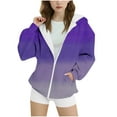 thumbnail image 1 of Cethrio Girls Zip up Hoodies, Long Sleeve Gradient Print Loose Fit Casual Girls Sweatshirts Purple Size 8, 1 of 3