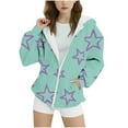 thumbnail image 1 of Cethrio Girls Zip up Hoodies, Loose Fit Casual Long Sleeve Printed Girls Sweatshirts Green Size 14-16, 1 of 4