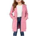 thumbnail image 1 of Cethrio Girls Zip up Hoodies Size 10-12, Long Sleeve Casual Mid-length Fall Jackets with Pockets Pink, 1 of 6