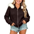 thumbnail image 1 of Cethrio Girls Zip up Sweaters, Casual Knitted Long Sleeve Hooded Fall Outerwear Coffee Size 7-8 T, 1 of 5