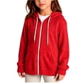 thumbnail image 1 of Cethrio Girls Zip up Sweaters, Casual Long Sleeve Hooded Lightweight Fall Outerwear Red Size 11-12 T, 1 of 5
