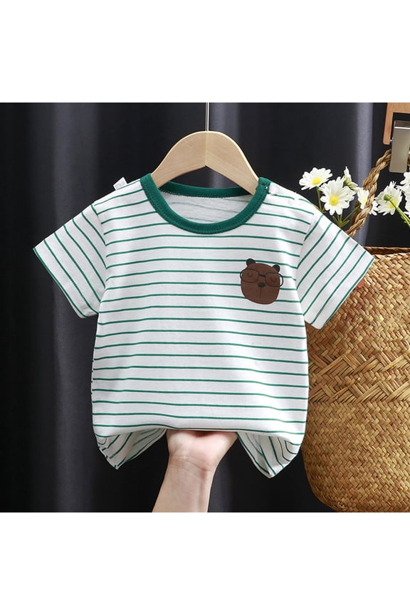 Graphic T Shirts for Boys, Casual Short Sleeve Cotton Gifts Summer Tees Green Size 5 T