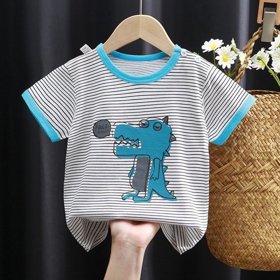 Cethrio Graphic T Shirts for Boys, 2025 Cotton Short Sleeve Casual Summer Tops Gray Size 0-5 T