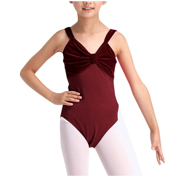 Cethrio Gymnastics Leotards for Girls, Camisole Ballet Sleeveless Dance Leotards Red Size 11-12 T