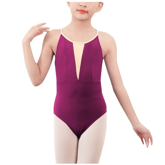 Cethrio Gymnastics Leotards for Girls, Sleeveless Ballet Cotton Dance Leotards Purple Size 11-12 T