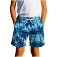 thumbnail image 1 of Cethrio Hawaiian Shorts for Boys, Drawstring Beach Casual Holiday Summer Shorts Blue Size 10-12 T, 1 of 6