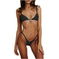 thumbnail image 1 of Cethrio High Waisted Bikini-Women Swimsuits Solid Split Diamond Swimwear Black, 1 of 4