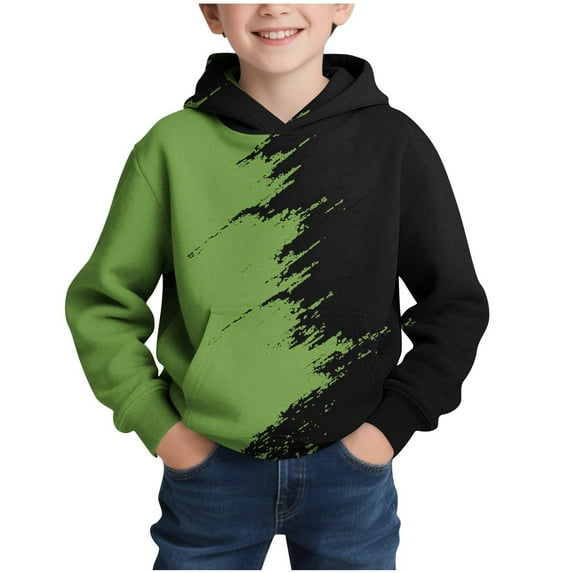 Cethrio Hoodies for Boys 2025, Pullover Graphic Casual Long Sleeve Boys Sweatshirts Green Size 6