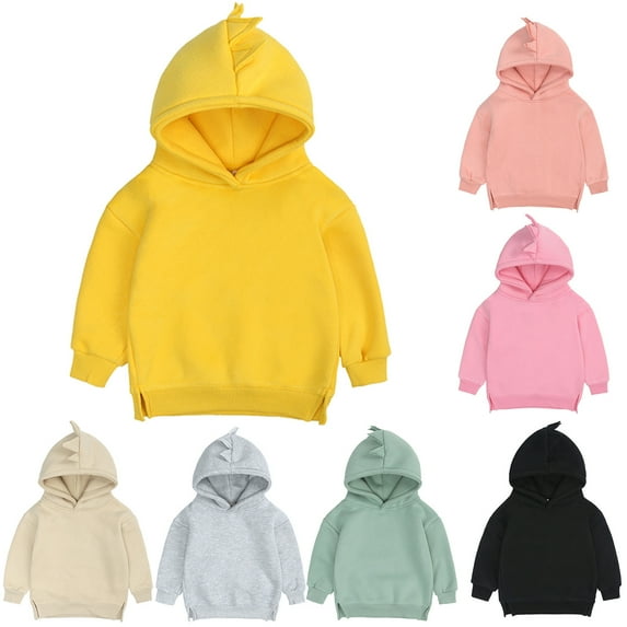 Cethrio Hoodies for Toddler Girls Long Sleeve Warm Solid Cotton Christmas Gifts Clearance Kids Yellow Fall and Winter Clothes Size 11-12 Years