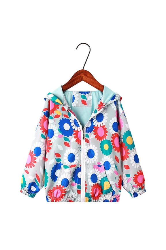 Jackets for Girl, Long Sleeve Windbreaker Lightweight Zipper Kids Coats Gray Size 6-7 T