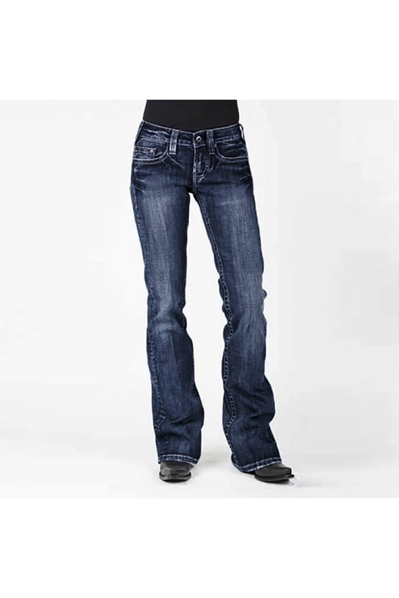 Jeans for Women- Casual 2025 Solid Wide-Legs Fashionable Dark Blue Womens long pants Size 5XL