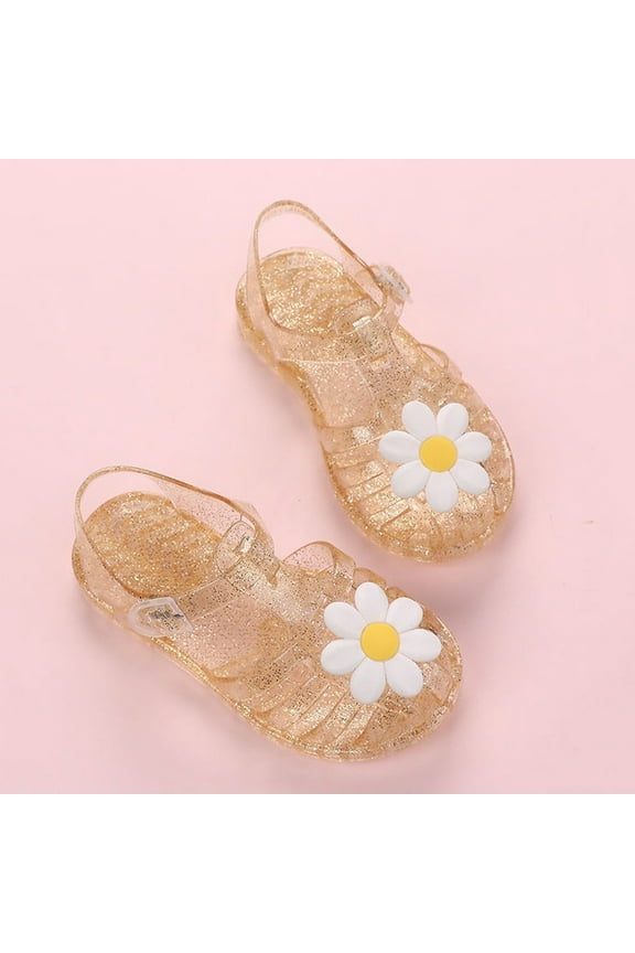 Jelly Sandals for Girls, Platform Non-Slip Princess Soft Sole Summer Shoes Yellow Size 9