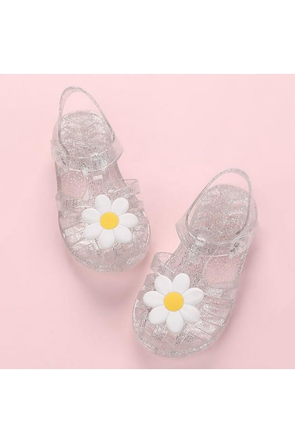 Jelly Sandals for Little Girls, Non-Slip Princess Platform Soft Sole Summer Shoes White Size 13