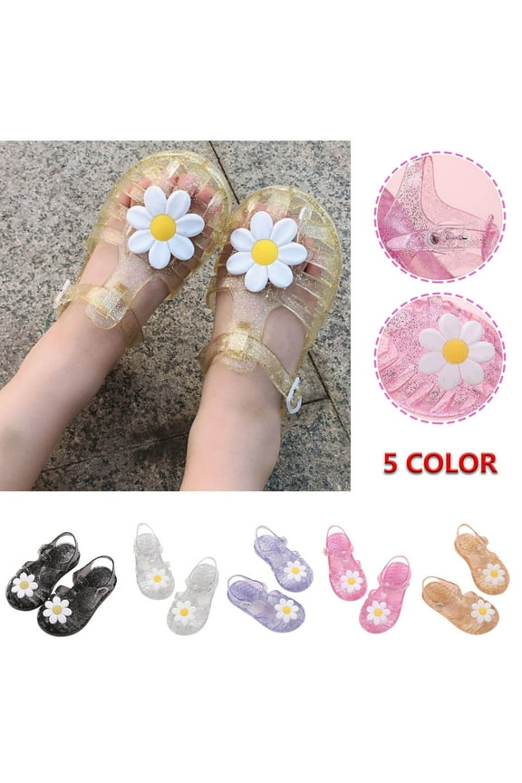 Jelly Sandals for Little Girls, Soft Sole Non-Slip Platform Princess Summer Shoes White Size 12