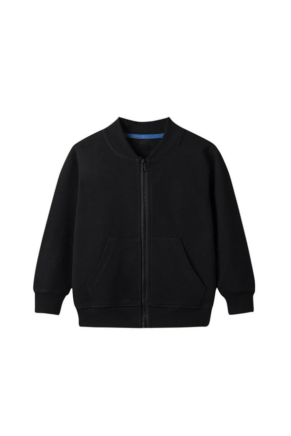 Kids Boys Bomber Jackets, Long Sleeve Cotton Casual Spring Fall Coats Black Size 6-8 T