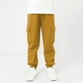 thumbnail image 1 of Cethrio Kids Boys Cargo Pants, Cotton Lightweight Elastic Waist Sweatpants Gold Size 13-14 T, 1 of 7