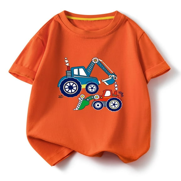 Cethrio Kids Boys Graphic Tees, Crewneck Summer Short Sleeve Cotton Boys T-Shirts Orange Size 11-12 T