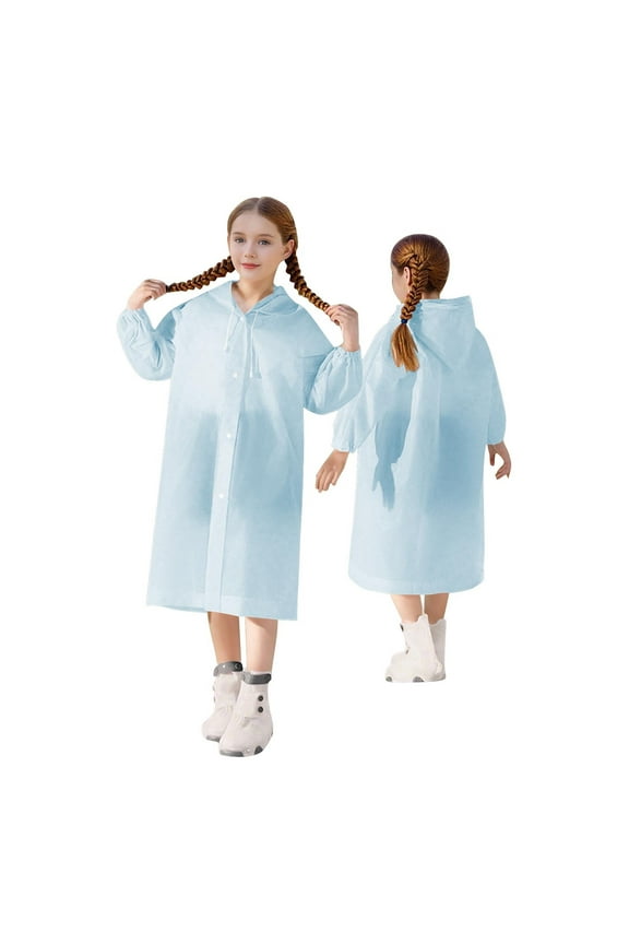 Kids Boys' Rain Jackets, Waterproof Mid-length Lightweight Hooded Kids Raincoat Blue Size 3-14 T
