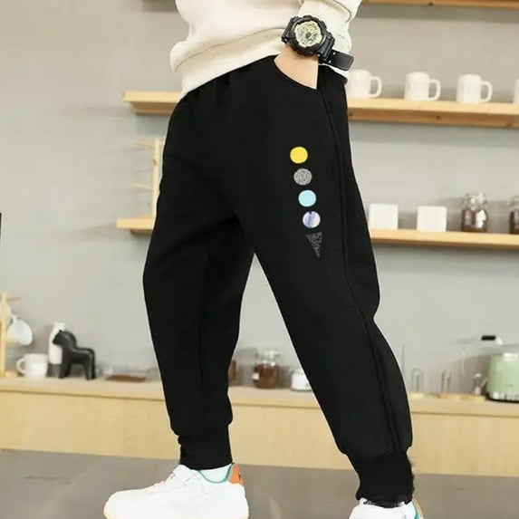 Cethrio Kids Boys Sweatpants, Casual Gifts Elastic Waist Cotton Jogger Pants Black Size 6 T