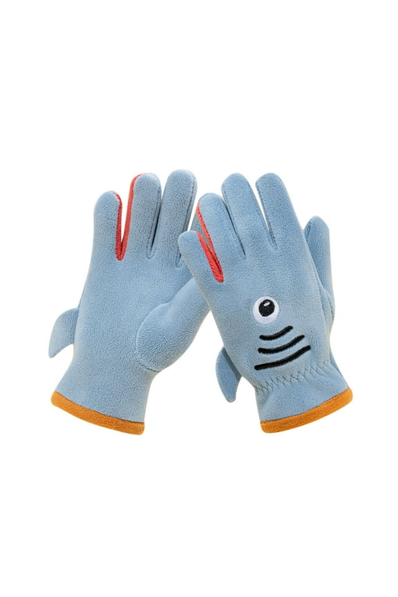 Kids Boys Winter Mittens, Thermal Stretchy Cotton Outdoor Kids Gloves Light Blue Size 7-12T