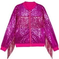 thumbnail image 1 of Cethrio Kids Girls Bomber Jackets, Crew Neck Dance Sequin Performance Spring Fall Outerwear Hot Pink Size 3 T, 1 of 3