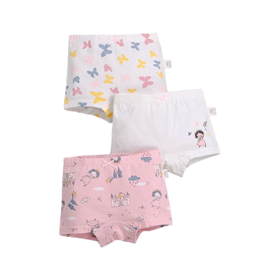 Cethrio Kids Girls Boxer Briefs, Breathable Cotton Soft 3 Pack Girls Underwear Pink Size 7-8 T