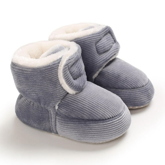 Cethrio Kids Girls Boys Snow Boots, Outdoor Warm Cotton Non Slip Winter Shoes Gray Size 9-12 Months