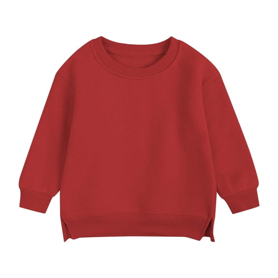 Cethrio Kids Girls Boys Sweatshirts, Pullover Crew Neck Casual Spring Fall Tops Red Size 1-2 T