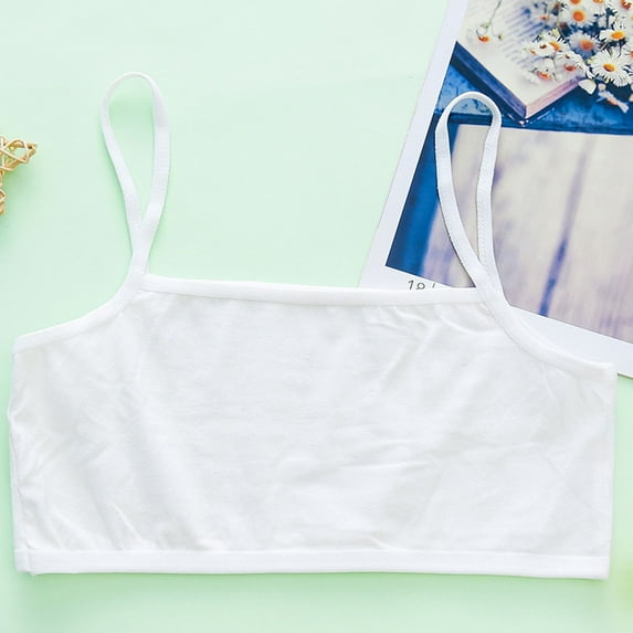 Cethrio Kids Girls Bra Underwear, Breathable Soft Bandeau Cotton Girls Underwear White Size 10-11 T