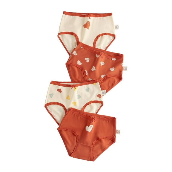 Cethrio Kids Girls Briefs, Cotton Soft Breathable 4 Pack Girls Underwear Panties Red Size 7-8 T