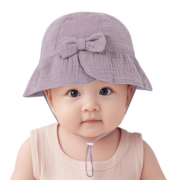Cethrio Kids Girls Bucket Hats, Outdoor Summer Cotton Wide Brim Sun Hats Purple Size Free Size