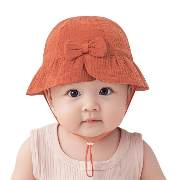 Cethrio Kids Girls Bucket Hats, Wide Brim Cotton Outdoor Summer Sun Hats Orange Size Free Size